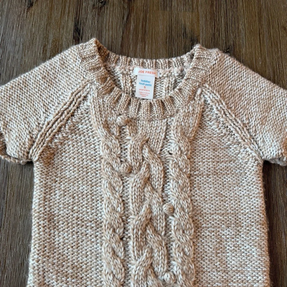 3/27$ Joe Fresh 15% Wool Beige Knit Toddler Dress size 5T - Picture 2 of 9